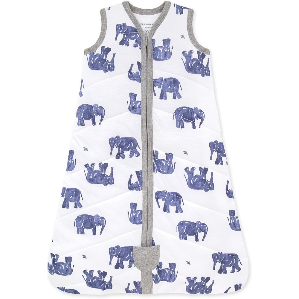 image:imageBurts Bees Baby Infant Wearable Blanket Organic Cotton Unisex Beekeeper  Light Weight 05 TOG or Medium Weight 15 TOGQuilted Elephants