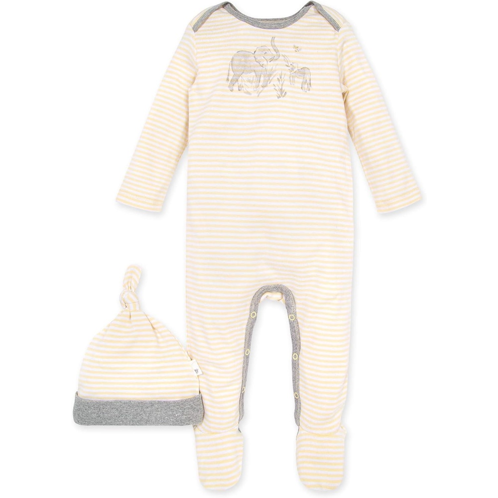 image:imageBurts Bees Baby Jumpsuit 100 Organic Cotton Onepiece Outfit Coverall With HatEllo Elephant