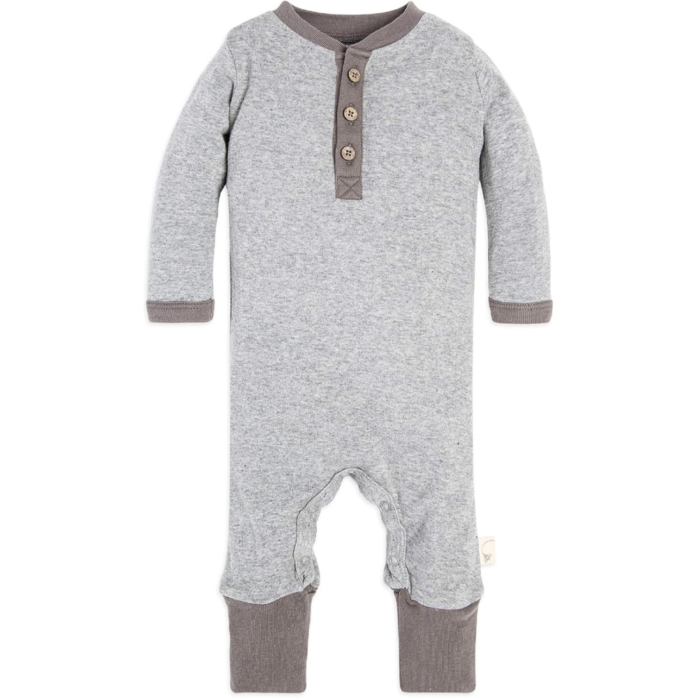 image:imageBurts Bees Baby Jumpsuit 100 Organic Cotton Onepiece Outfit Coverall With HatHeather Grey Henley