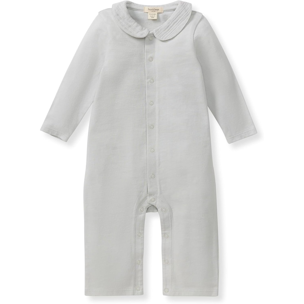 image:imageBurts Bees Baby Jumpsuit 100 Organic Cotton Onepiece Outfit Coverall With HatMorning Blue