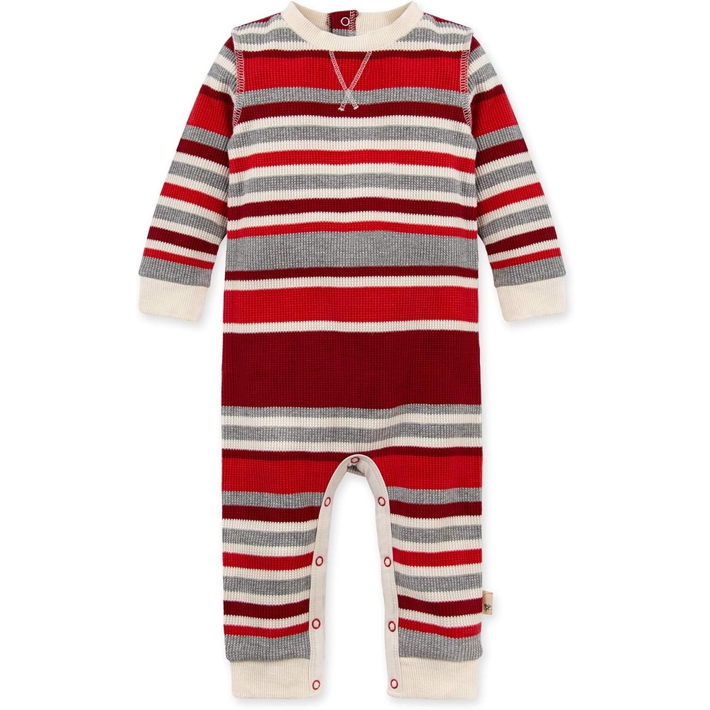 image:imageBurts Bees Baby Jumpsuit 100 Organic Cotton Onepiece Outfit Coverall With HatRed Multistripe