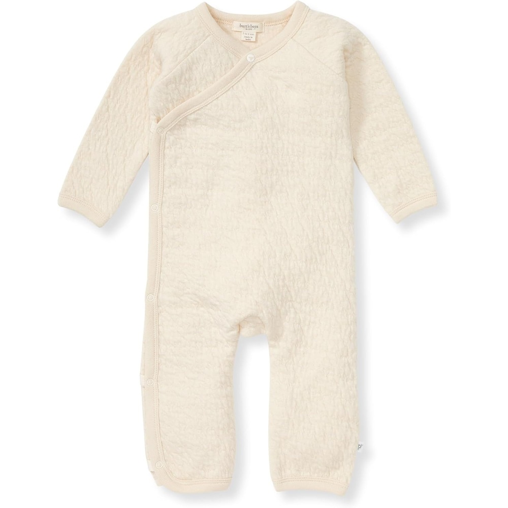 image:imageBurts Bees Baby Long Sleeve Quilted WrapFront Jumpsuit 100 Organic Cotton OnePiece Outfit CoverallOat Quilted Bee