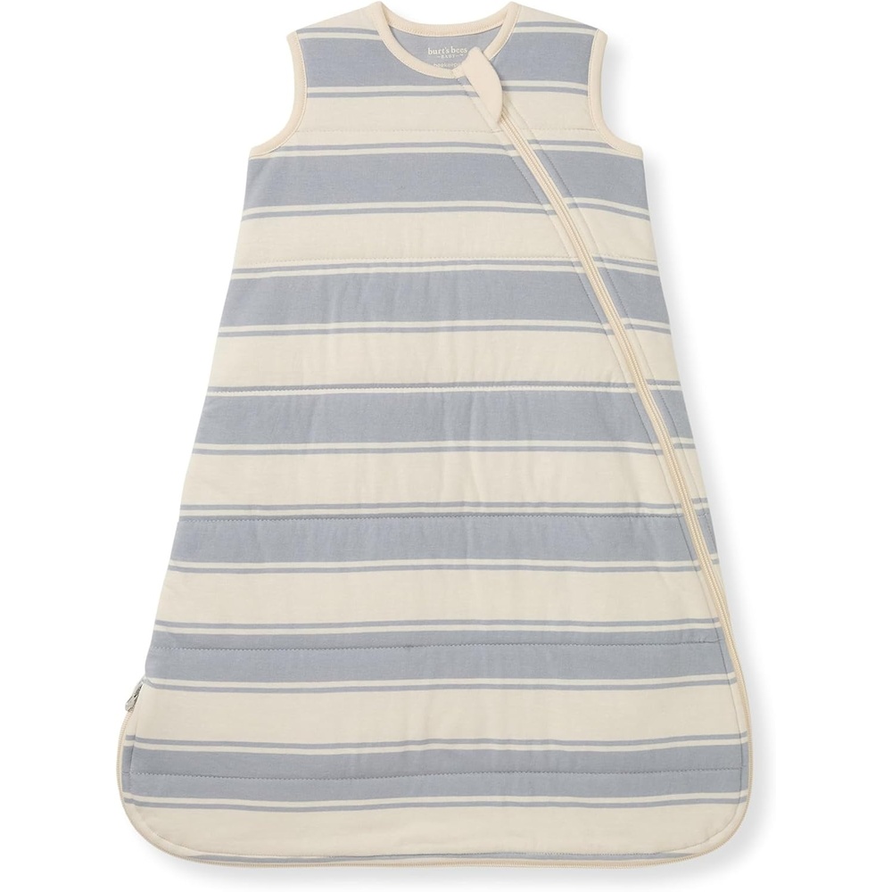 image:imageBurts Bees Baby Organic Beekeeper Infant Wearable Blanket Unisex Swaddle Lightweight 05 TOG or Medium Weight 15 TOGQuilted Blue Rugby Stripe