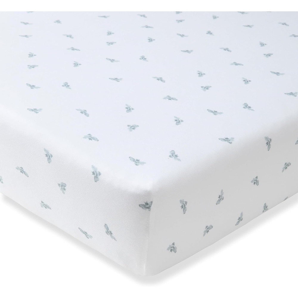 image:imageBurts Bees Baby Organic Cotton Fitted Crib Sheet Breathable Baby Bedding Infant and Toddler Bed Sheet for Boys and GirlsBlue Golden Bee