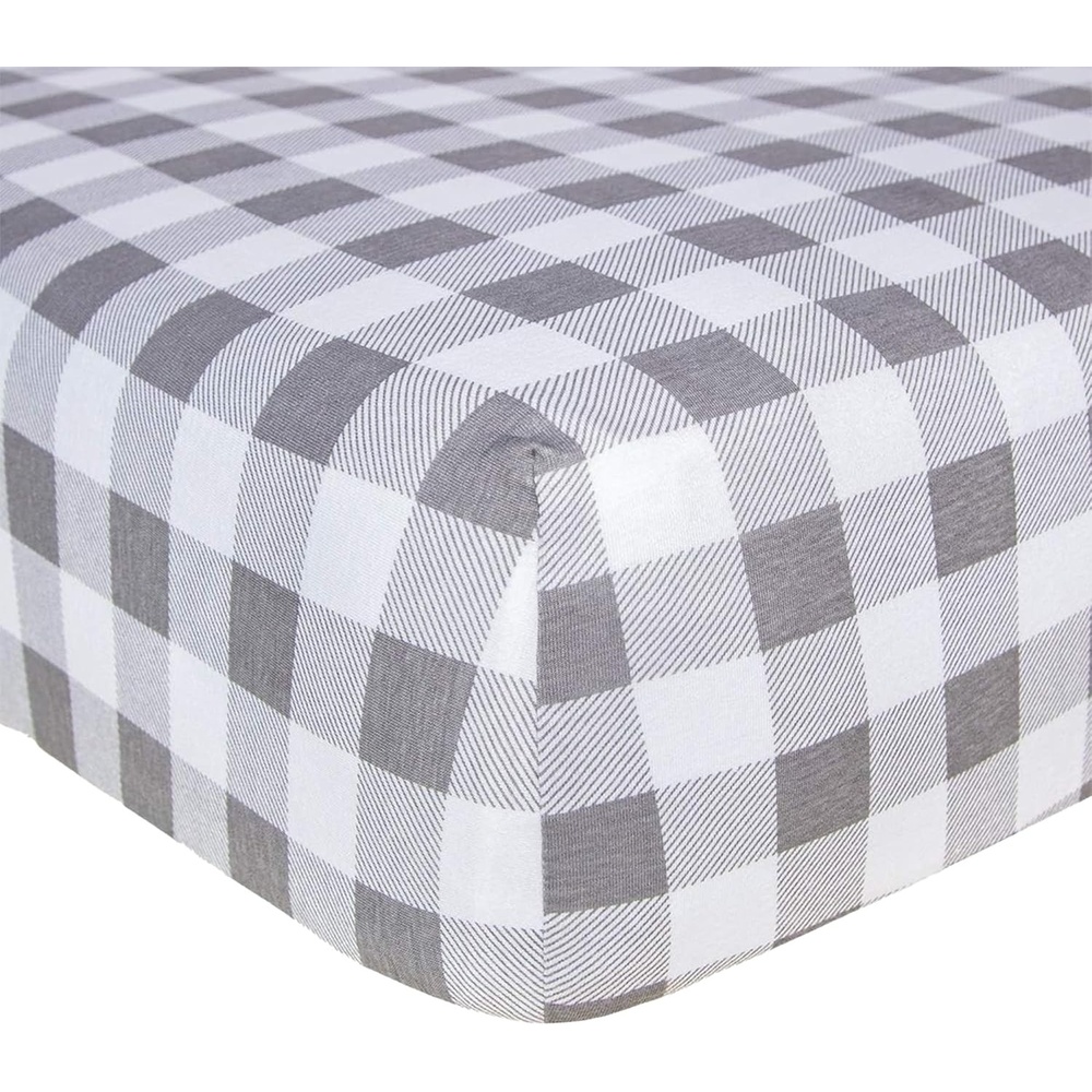 image:imageBurts Bees Baby Organic Cotton Fitted Crib Sheet Breathable Baby Bedding Infant and Toddler Bed Sheet for Boys and GirlsGrey Buffalo Check