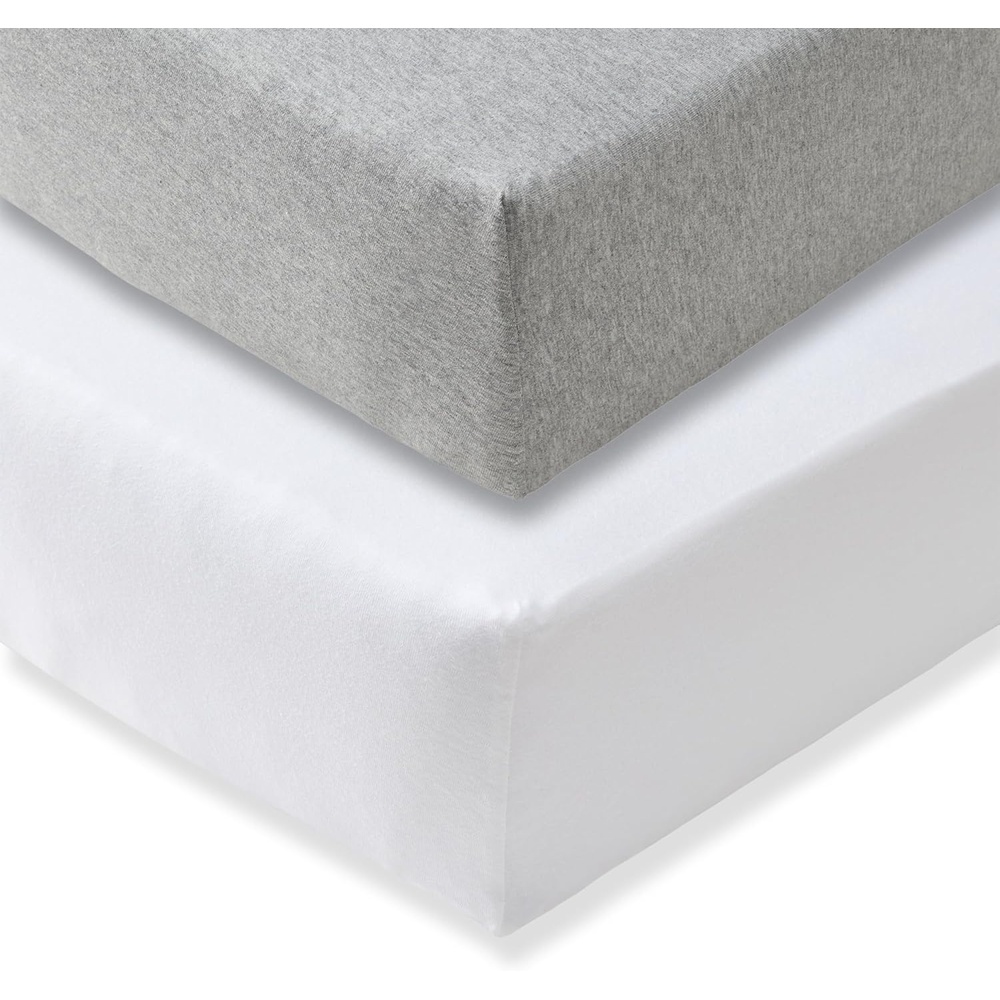 image:imageBurts Bees Baby Organic Cotton Fitted Crib Sheet Breathable Baby Bedding Infant and Toddler Bed Sheet for Boys and GirlsHeather Grey 2pk