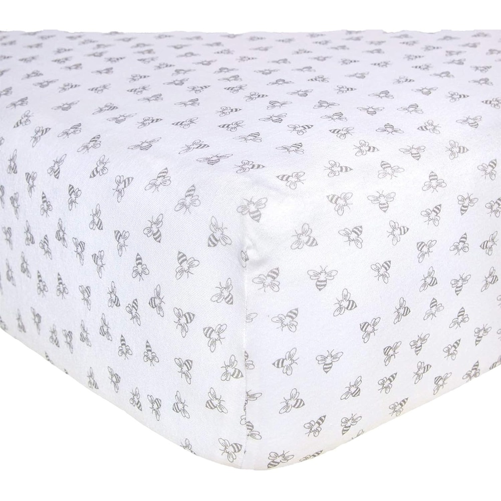 image:imageBurts Bees Baby Organic Cotton Fitted Crib Sheet Breathable Baby Bedding Infant and Toddler Bed Sheet for Boys and GirlsHeather Grey Honeybee