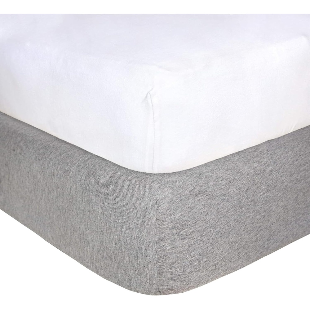 image:imageBurts Bees Baby Organic Cotton Fitted Crib Sheet Breathable Baby Bedding Infant and Toddler Bed Sheet for Boys and GirlsHeather GreyWhite
