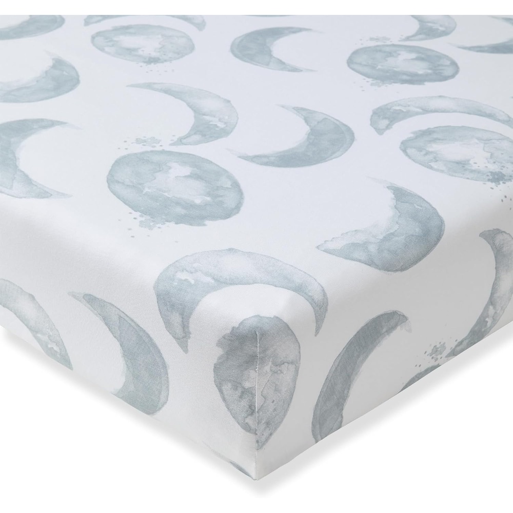 image:imageBurts Bees Baby Organic Cotton Fitted Crib Sheet Breathable Baby Bedding Infant and Toddler Bed Sheet for Boys and GirlsHello Moon