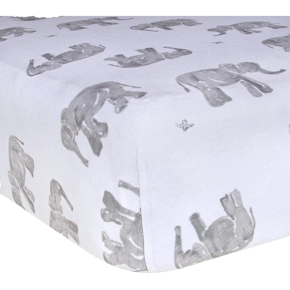 image:imageBurts Bees Baby Organic Cotton Fitted Crib Sheet Breathable Baby Bedding Infant and Toddler Bed Sheet for Boys and GirlsNeutral Elephants