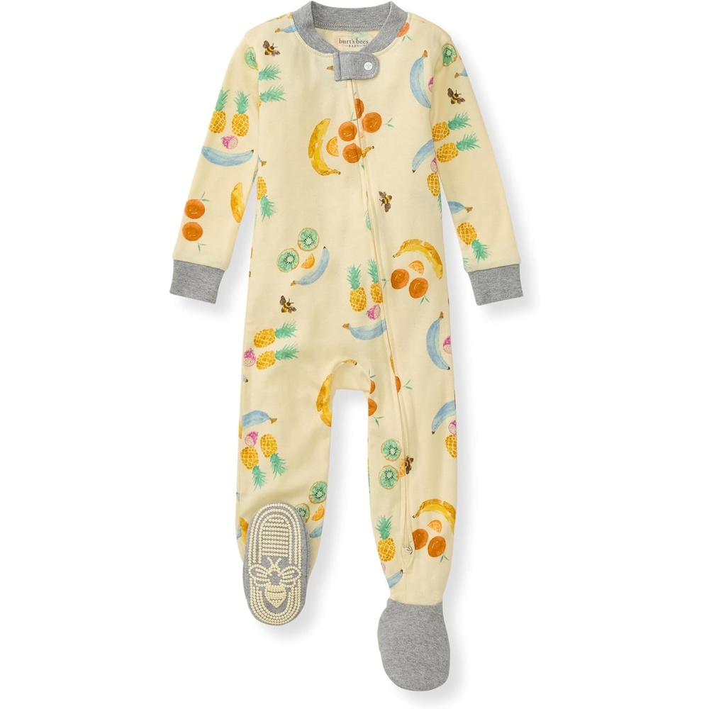 image:imageBurts Bees Baby Organic Cotton Footed Pajamas for Boys Zipper PJ Sleeper Snug Fit Sleepwear with NonSlip Bee GripsPlay With Your Food