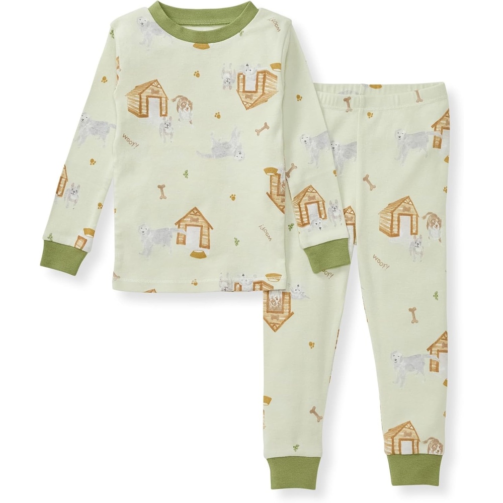 image:imageBurts Bees Baby Organic Cotton Pajamas for Boys 100 Cotton Pajama Set for Toddlers and Kids Soft and Stretchable FabricDog House