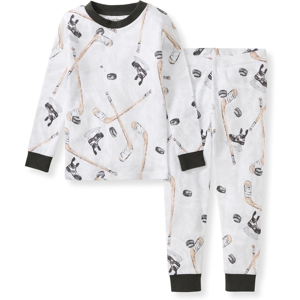 image:imageBurts Bees Baby Organic Cotton Pajamas for Boys 100 Cotton Pajama Set for Toddlers and Kids Soft and Stretchable FabricHockey Season