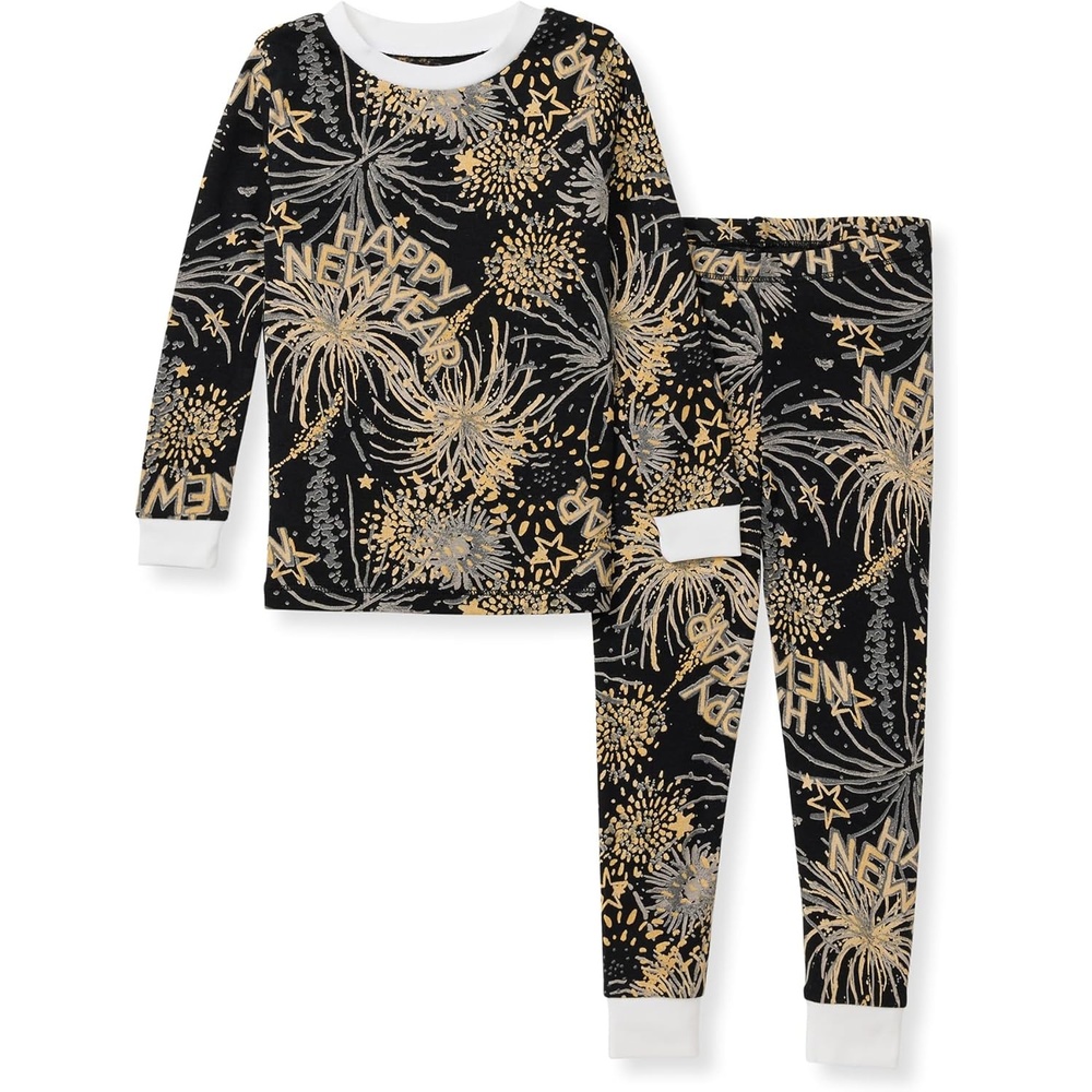 image:imageBurts Bees Baby Organic Cotton Pajamas for Boys 100 Cotton Pajama Set for Toddlers and Kids Soft and Stretchable FabricNew Year Cheer