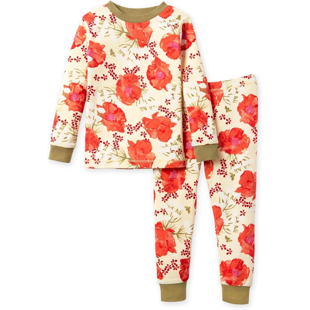 image:imageBurts Bees Baby Organic Cotton Pajamas for Girls 100 Cotton Pajama Set for Toddlers and Kids Soft and Stretchable FabricBlooming Fields