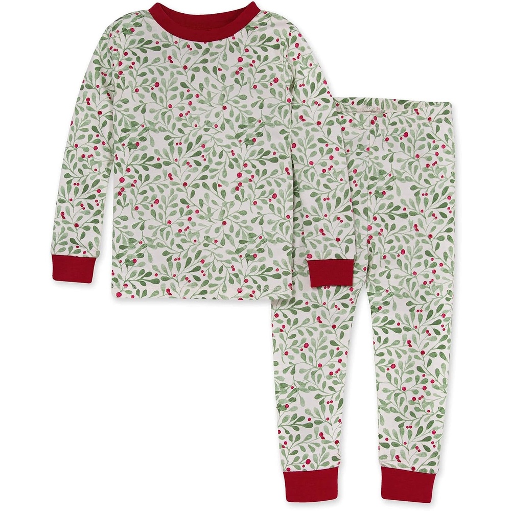 image:imageBurts Bees Baby Organic Cotton Pajamas for Girls 100 Cotton Pajama Set for Toddlers and Kids Soft and Stretchable FabricBoughs of Holly
