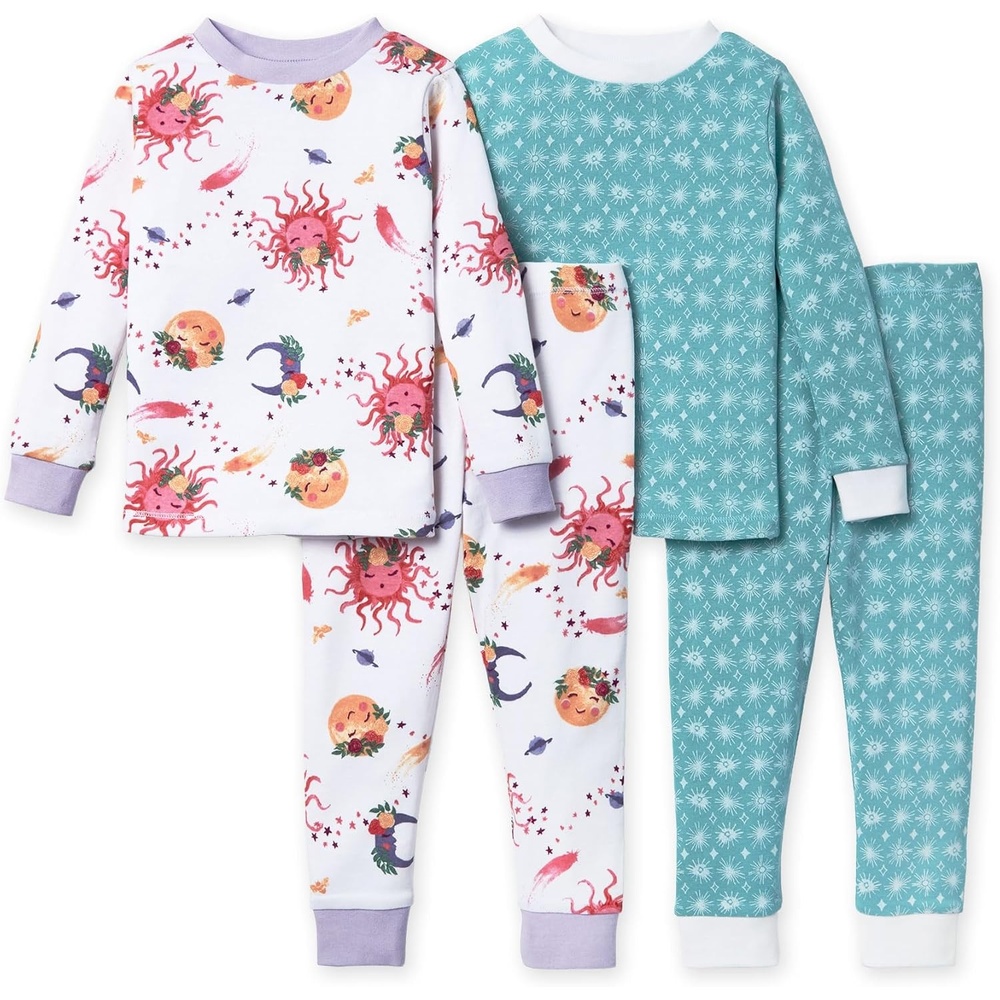 image:imageBurts Bees Baby Organic Cotton Pajamas for Girls 100 Cotton Pajama Set for Toddlers and Kids Soft and Stretchable FabricCelestial Mosaic
