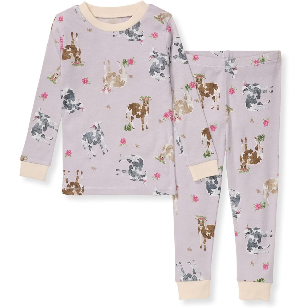 image:imageBurts Bees Baby Organic Cotton Pajamas for Girls 100 Cotton Pajama Set for Toddlers and Kids Soft and Stretchable FabricMiss Moo