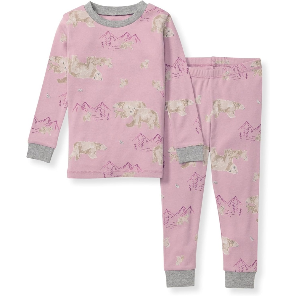 image:imageBurts Bees Baby Organic Cotton Pajamas for Girls 100 Cotton Pajama Set for Toddlers and Kids Soft and Stretchable FabricPolar Mountain Pink
