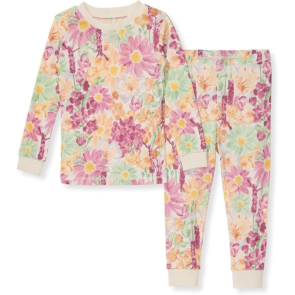 image:imageBurts Bees Baby Organic Cotton Pajamas for Girls 100 Cotton Pajama Set for Toddlers and Kids Soft and Stretchable FabricWild Floral