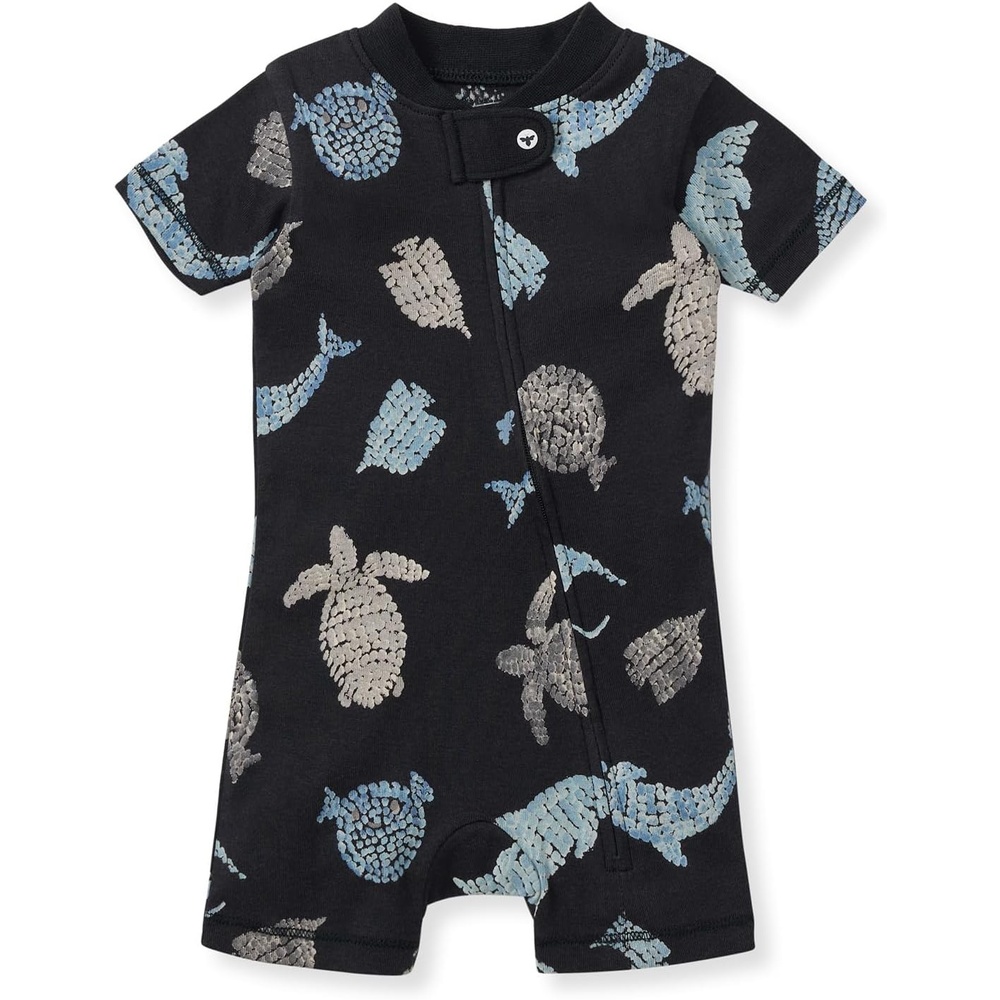 image:imageBurts Bees Baby Short Sleeve Pajamas Unisex OnePiece Sleeper Romper 100 Organic Cotton Toddler Summer Clothes OutfitMosaic Sea Animals