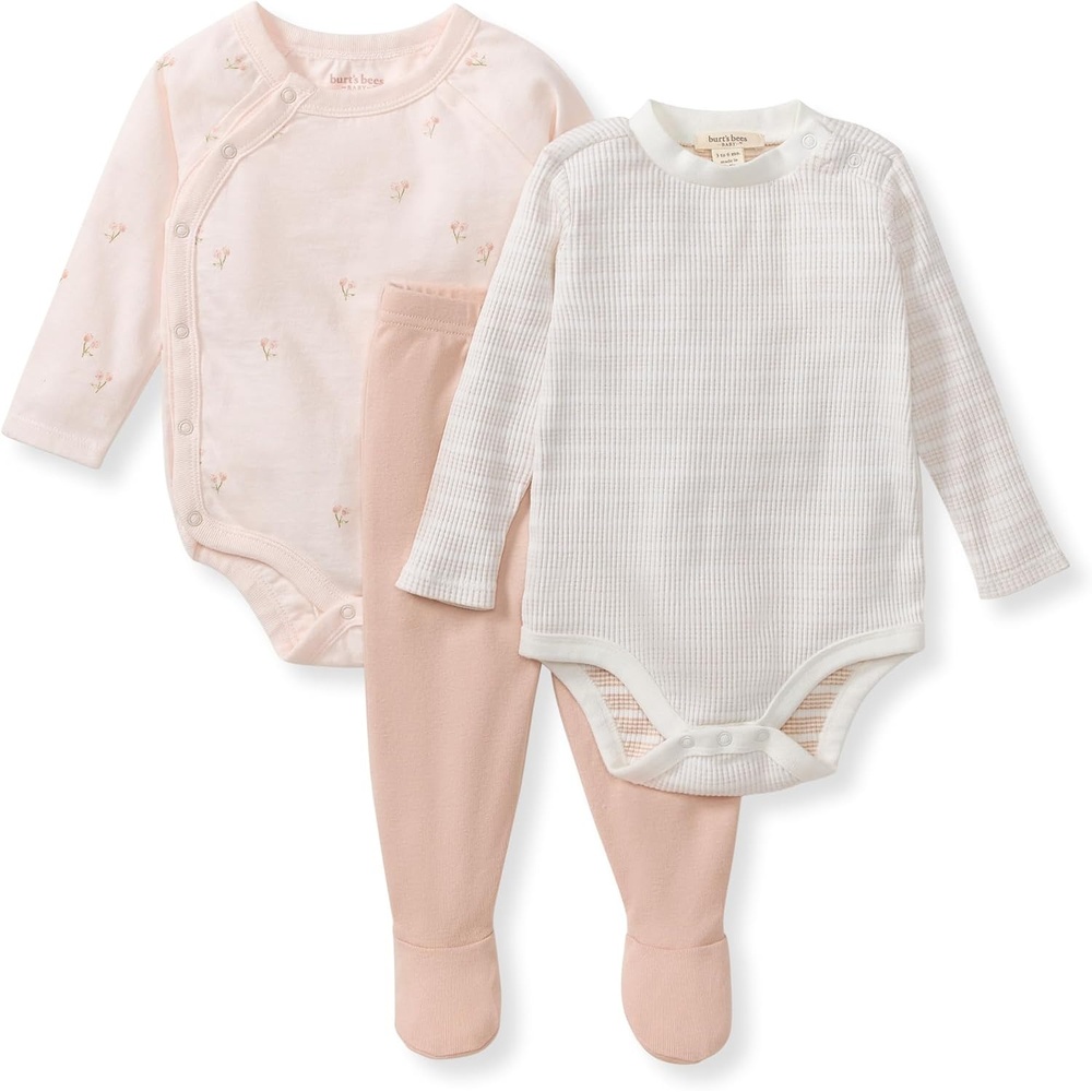 image:imageBurts Bees Baby Unisex 3Piece Bodysuit and Pant Set 100 Organic Cotton Infant OutfitDitsy Floret