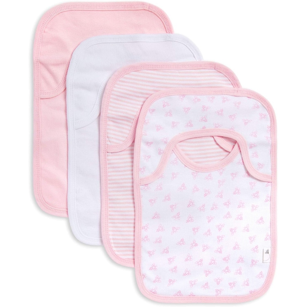 image:imageBurts Bees Baby Unisex Baby Bibs LapShoulder Drool Cloths 100 Organic Cotton with Absorbent Terry Towel Backing BibsBlossom Pink Prints