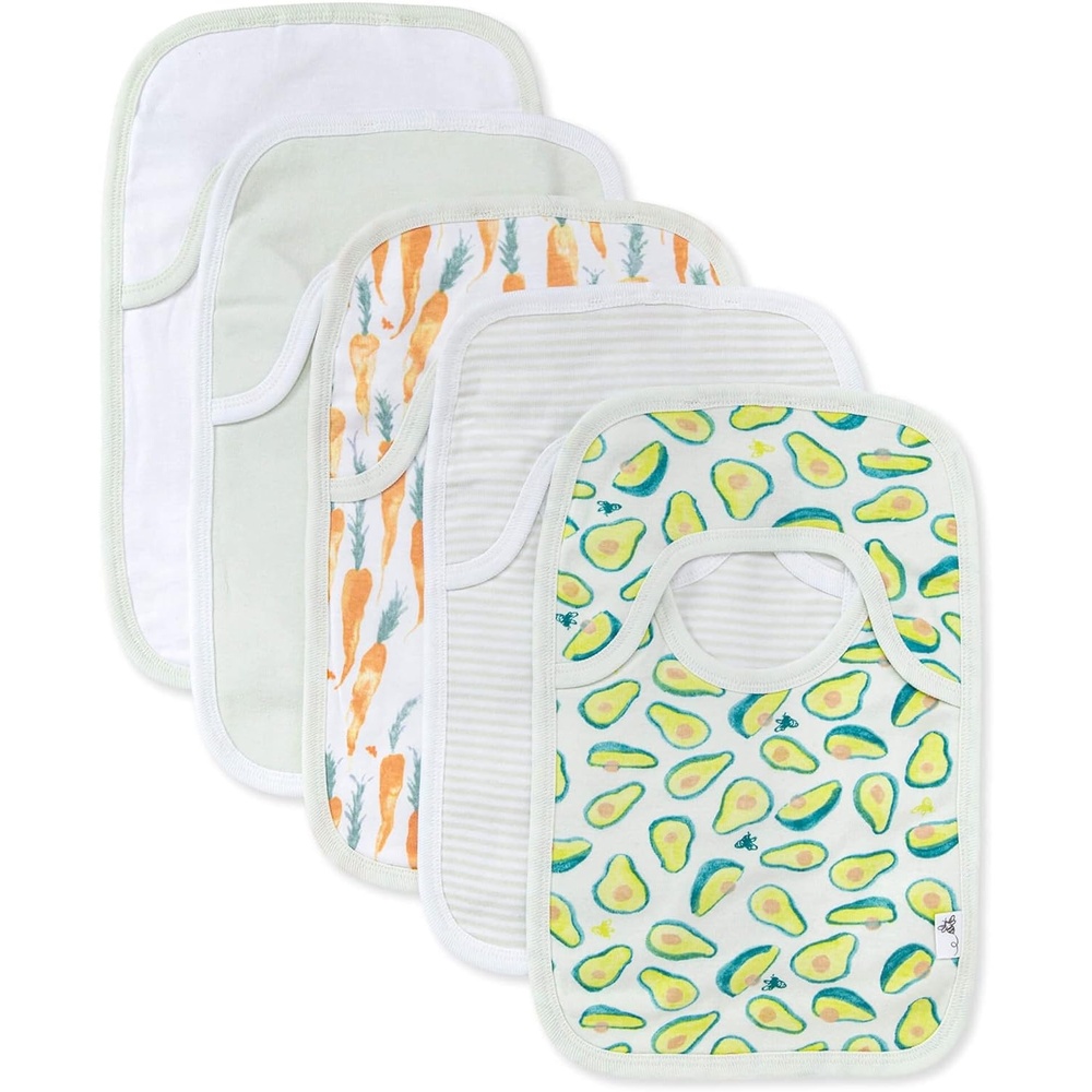 image:imageBurts Bees Baby Unisex Baby Bibs LapShoulder Drool Cloths 100 Organic Cotton with Absorbent Terry Towel Backing BibsCarrots  Avocados