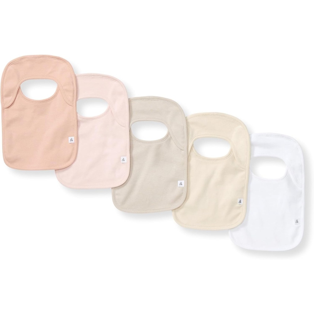 image:imageBurts Bees Baby Unisex Baby Bibs LapShoulder Drool Cloths 100 Organic Cotton with Absorbent Terry Towel Backing BibsPink Sand