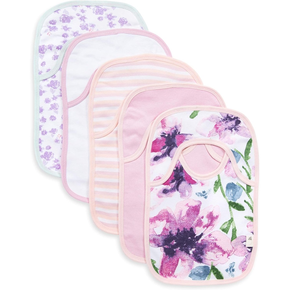 image:imageBurts Bees Baby Unisex Baby Bibs LapShoulder Drool Cloths 100 Organic Cotton with Absorbent Terry Towel Backing BibsWatercolor Daylily