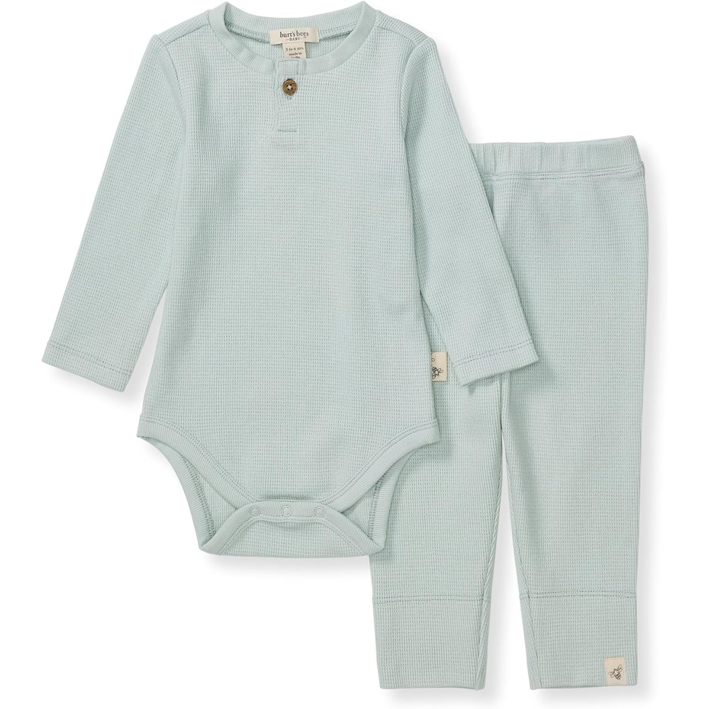 image:imageBurts Bees Baby Unisex Bodysuit and Pant Set 100 Organic CottonCloud Thermal