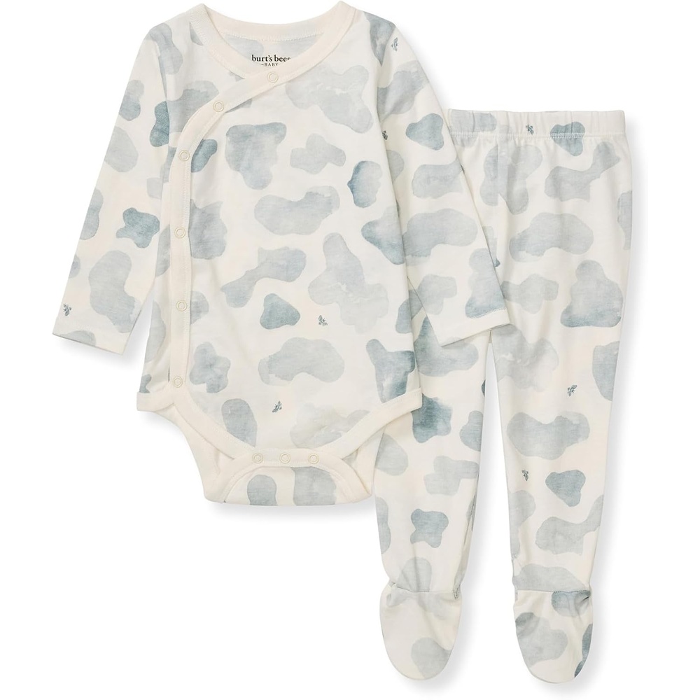 image:imageBurts Bees Baby Unisex Bodysuit and Pant Set 100 Organic CottonMuted Blue
