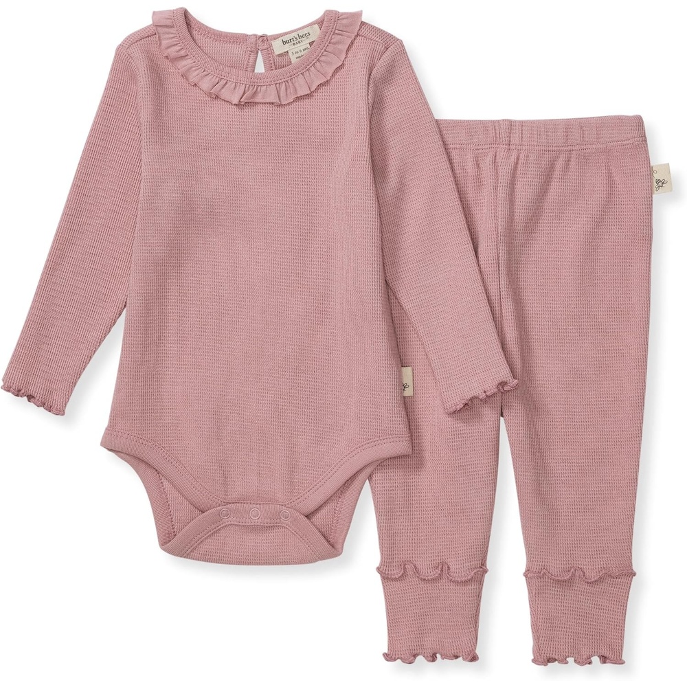 image:imageBurts Bees Baby Unisex Bodysuit and Pant Set 100 Organic CottonPersian Rose Thermal