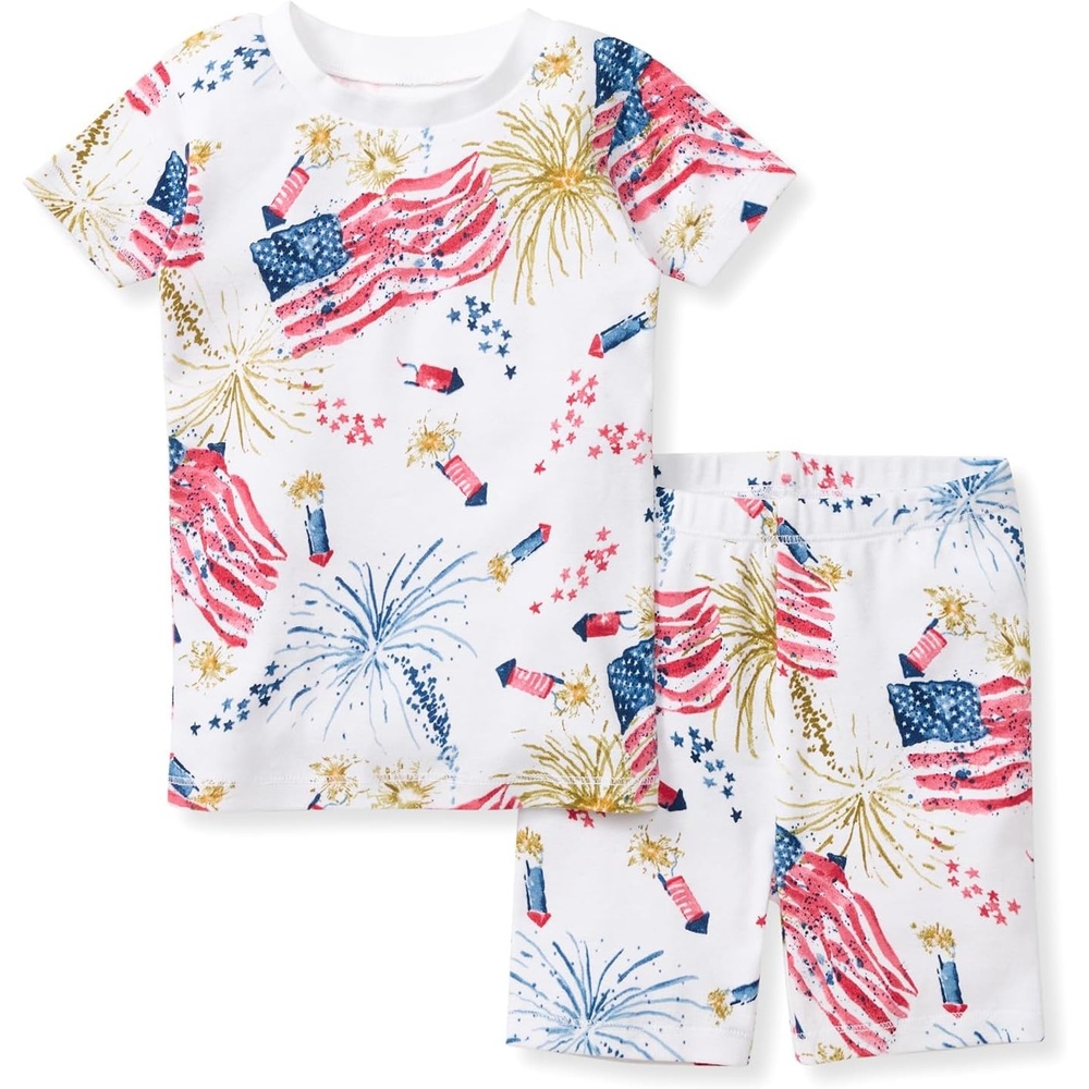 image:imageBurts Bees Baby Unisex Cotton Pajamas 2Piece Short Sleeve Tee amp ShortsFirecrackers