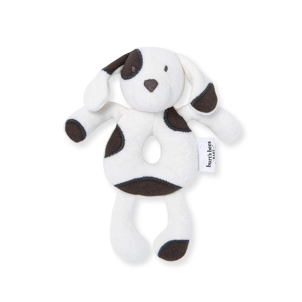 image:imageBurts Bees Baby Unisex Infant Rattle Toy Nursery Sensory Animal Plush Made with 100 Organic Cotton Shell and Polyester Fill Sweet Bear Bunny or Dog Stuffed Animals for BabiesPuppy Rattle