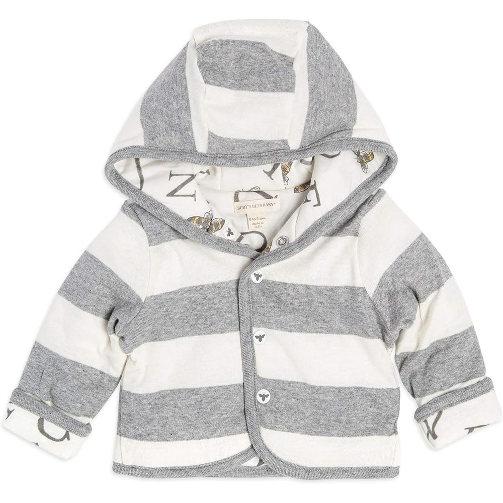 image:imageBurts Bees Baby Unisex Jacket Lightweight Zipup Sweatshirt Hooded Coat or Vest Organic CottonHeather Grey Abc