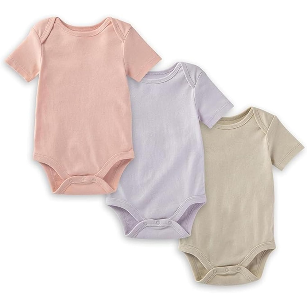 image:imageBurts Bees Baby Unisex Short Sleeve Organic Cotton Bodysuits 3PackPink Sand
