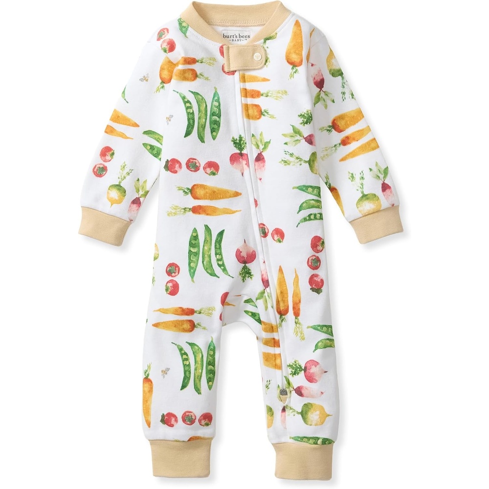 image:imageBurts Bees Baby Unisex Sleep and Play Pajama Footless OnePiece Zipper PJ 100 Organic Cotton Loose Fit Footie PajamasHarvest Veggies