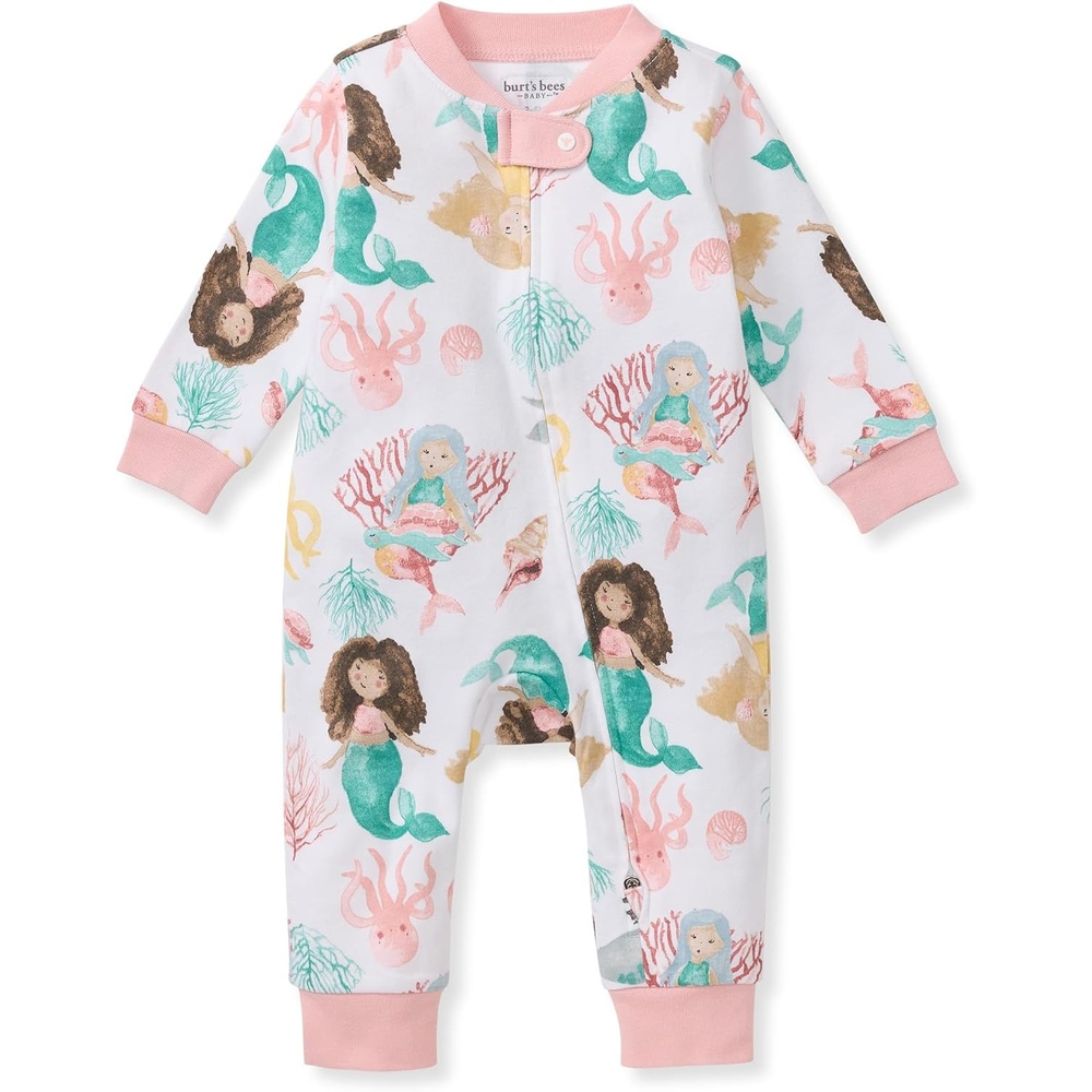 image:imageBurts Bees Baby Unisex Sleep and Play Pajama Footless OnePiece Zipper PJ 100 Organic Cotton Loose Fit Footie PajamasMagical Mermaids