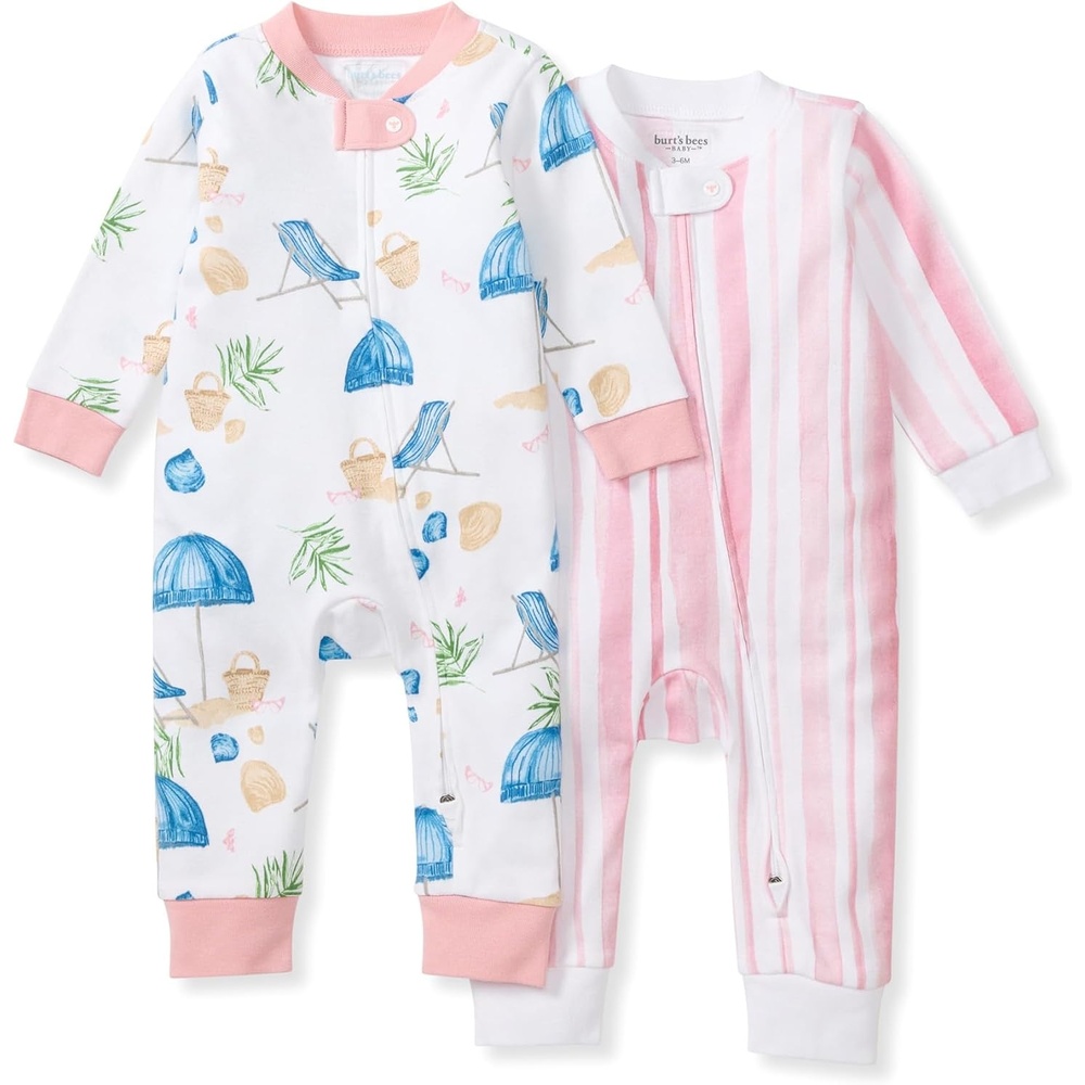 image:imageBurts Bees Baby Unisex Sleep and Play Pajama Footless OnePiece Zipper PJ 100 Organic Cotton Loose Fit Footie PajamasSantorini Beach