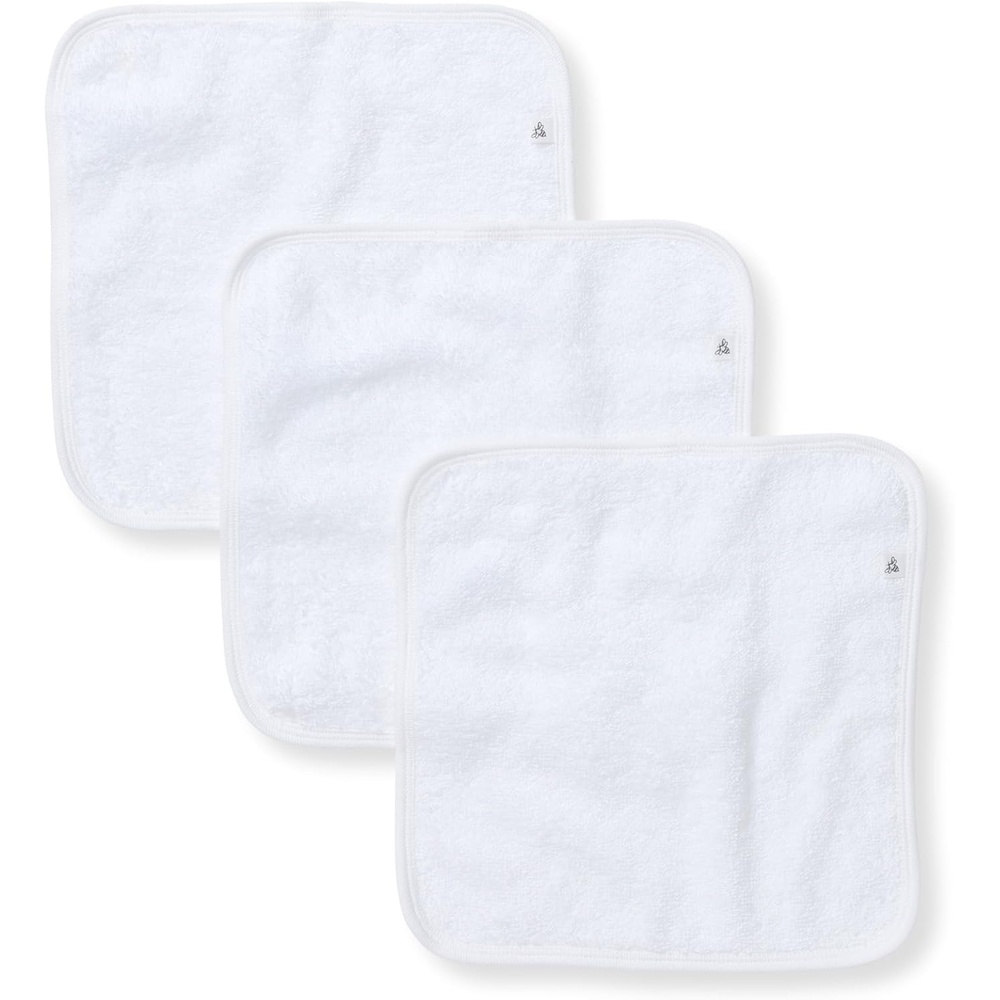 image:imageBurts Bees Baby Washcloths for Infants 100 Organic Cotton Soft and Absorbent Knit Terry Face Towel 9 x 9 in 3PackCloud Woven Terry