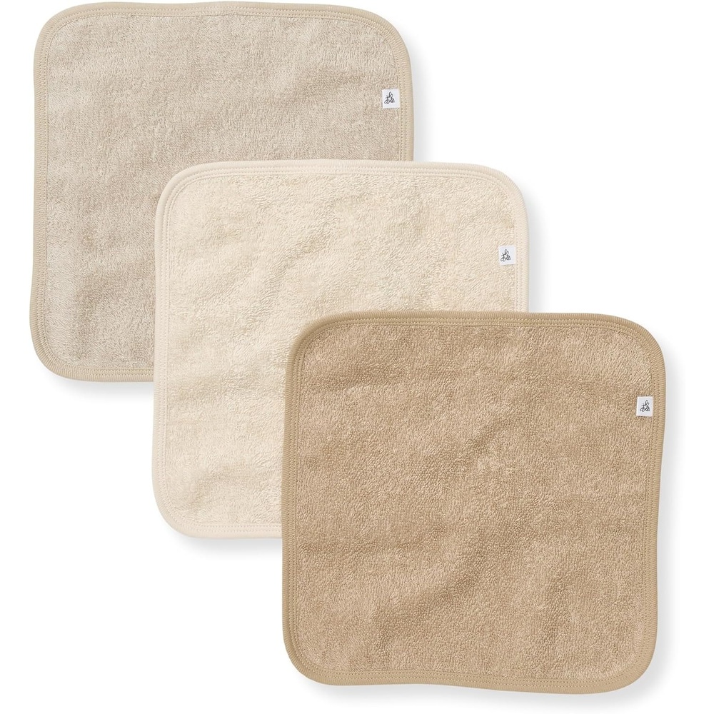image:imageBurts Bees Baby Washcloths for Infants 100 Organic Cotton Soft and Absorbent Knit Terry Face Towel 9 x 9 in 3PackOat Woven Terry