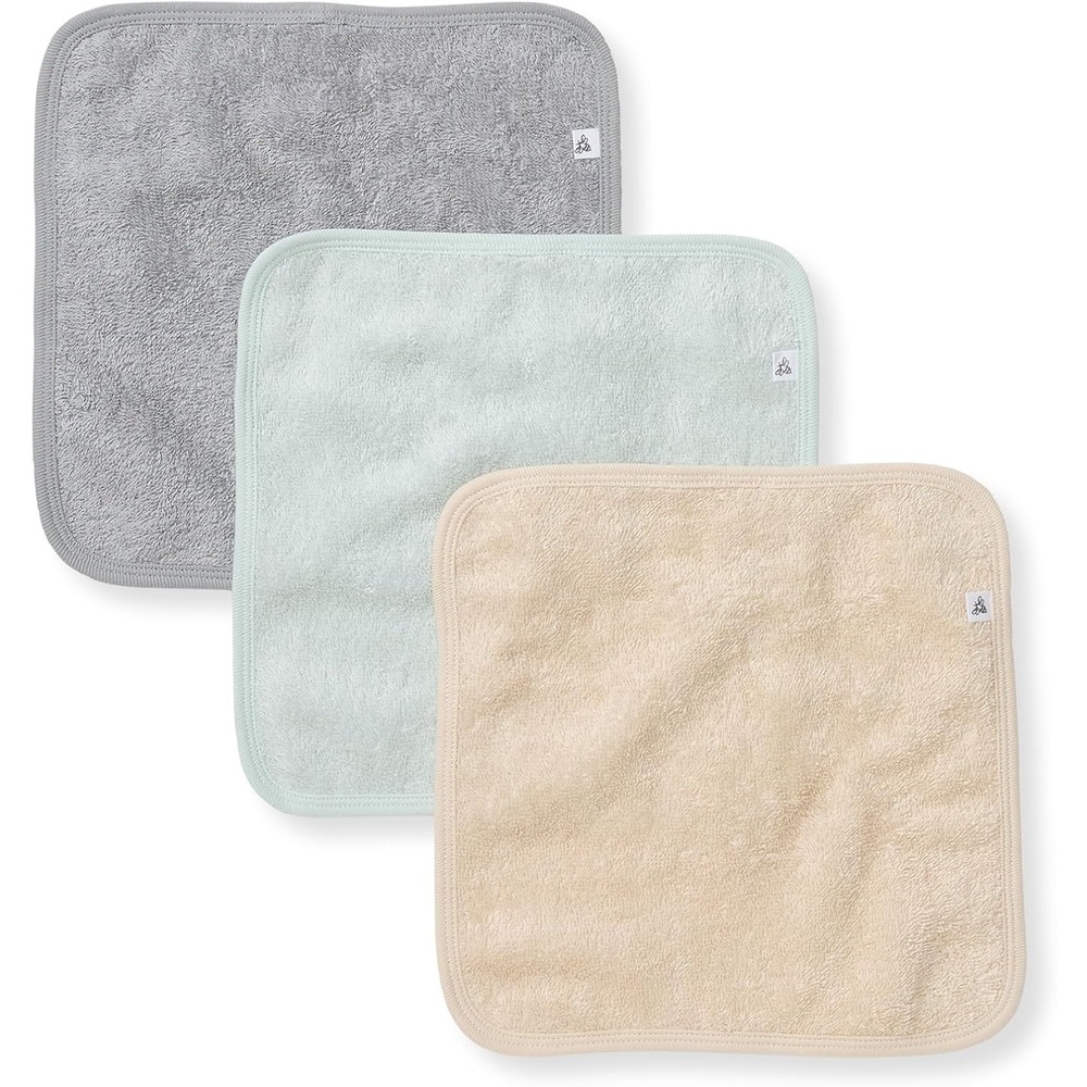 image:imageBurts Bees Baby Washcloths for Infants 100 Organic Cotton Soft and Absorbent Knit Terry Face Towel 9 x 9 in 3PackQuarry Blue Woven Terry