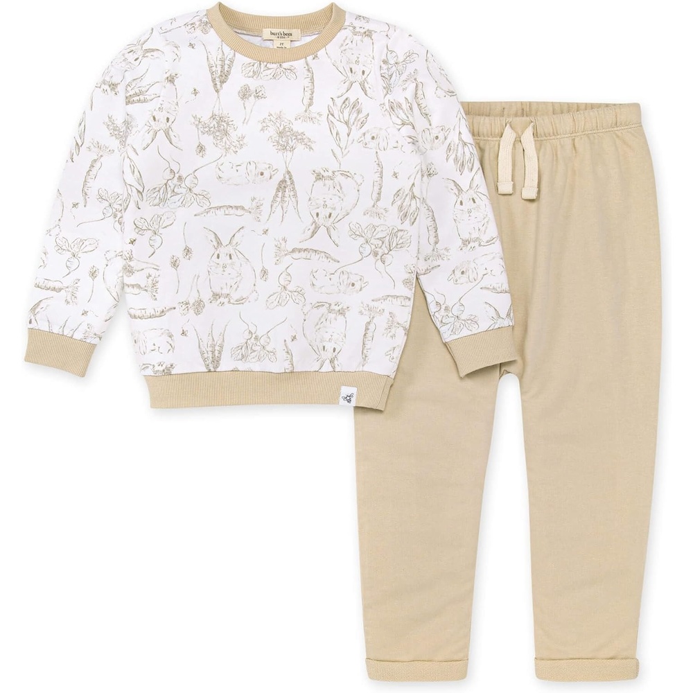 image:imageBurts Bees Baby babyboys Shirt and Pant Set Long Sleeve Top amp Bottom Outfit Bundle 100 Organic CottonBunny Toile Harem Pant