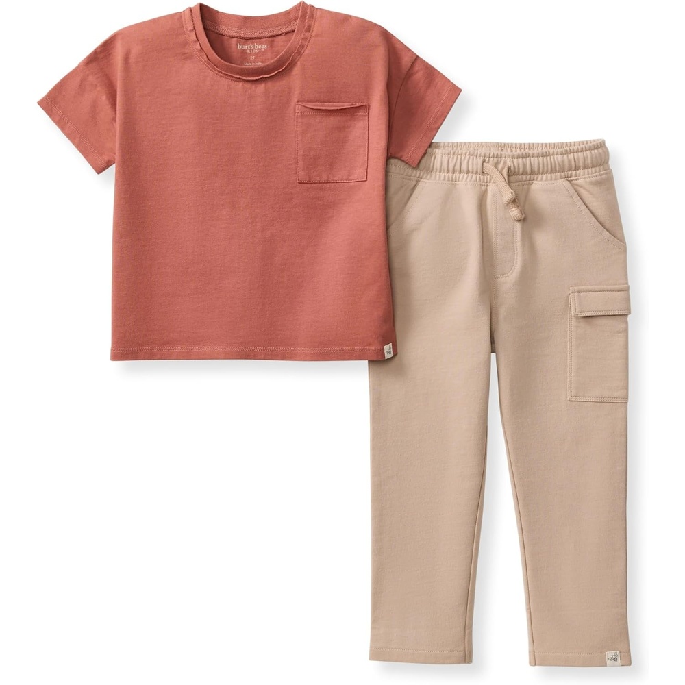 image:imageBurts Bees Baby babyboys Shirt and Pant Set Long Sleeve Top amp Bottom Outfit Bundle 100 Organic CottonCedar