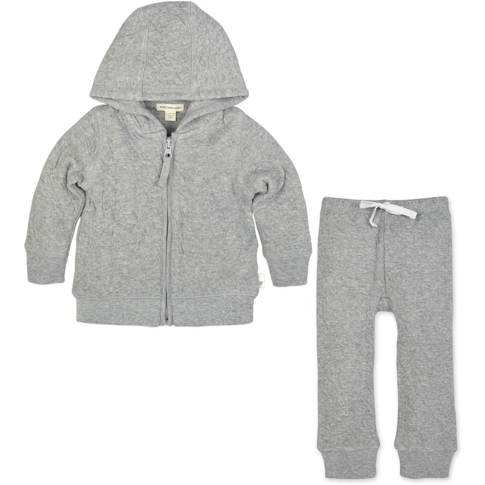 image:imageBurts Bees Baby babyboys Shirt and Pant Set Long Sleeve Top amp Bottom Outfit Bundle 100 Organic CottonGrey Jacket Pant Set