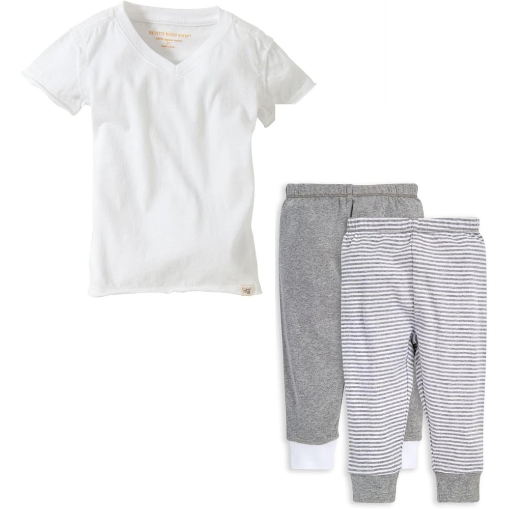 image:imageBurts Bees Baby babyboys Shirt and Pant Set Long Sleeve Top amp Bottom Outfit Bundle 100 Organic CottonGrey Top 2pk Pant Set
