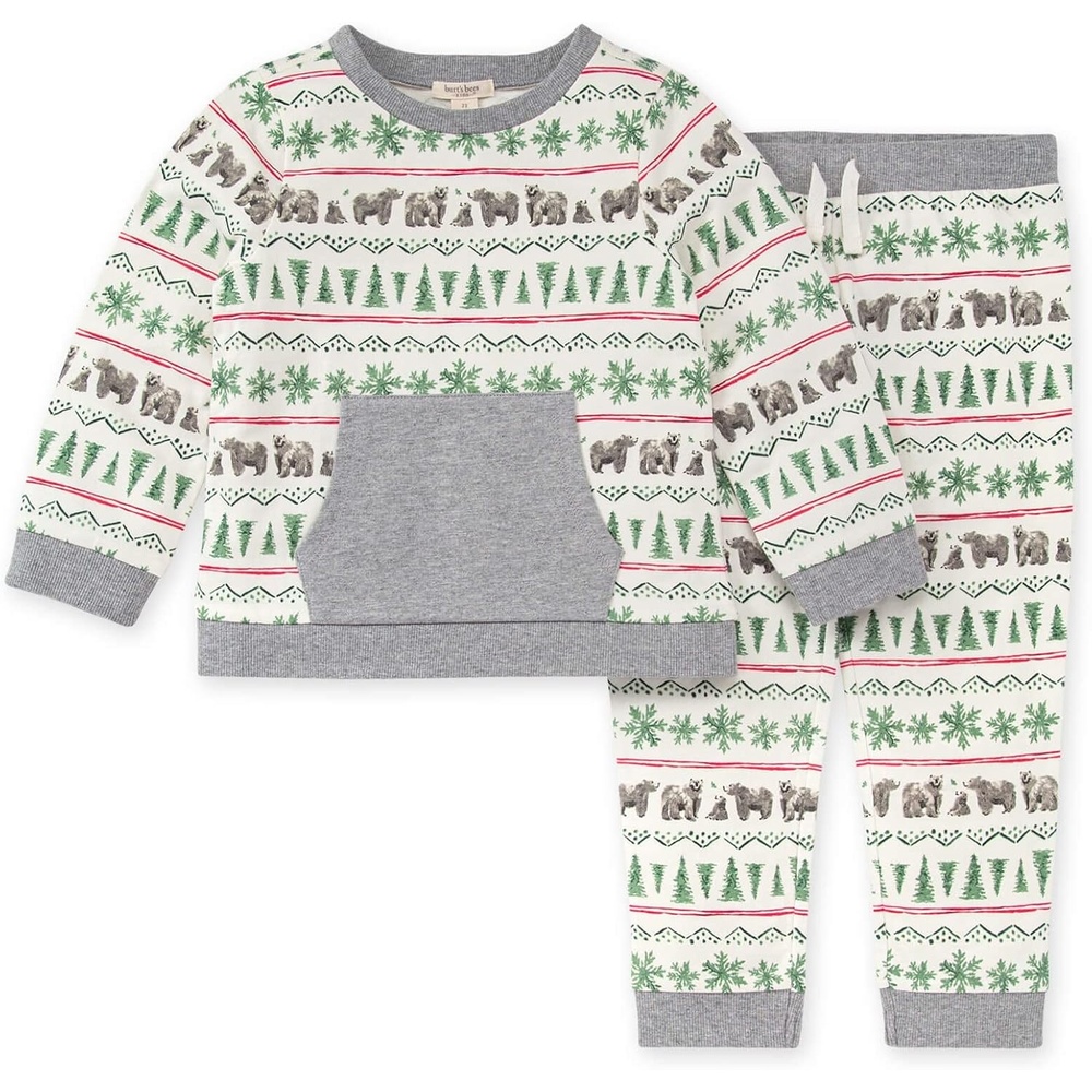 image:imageBurts Bees Baby babyboys Shirt and Pant Set Long Sleeve Top amp Bottom Outfit Bundle 100 Organic CottonKodiak Fair Isle