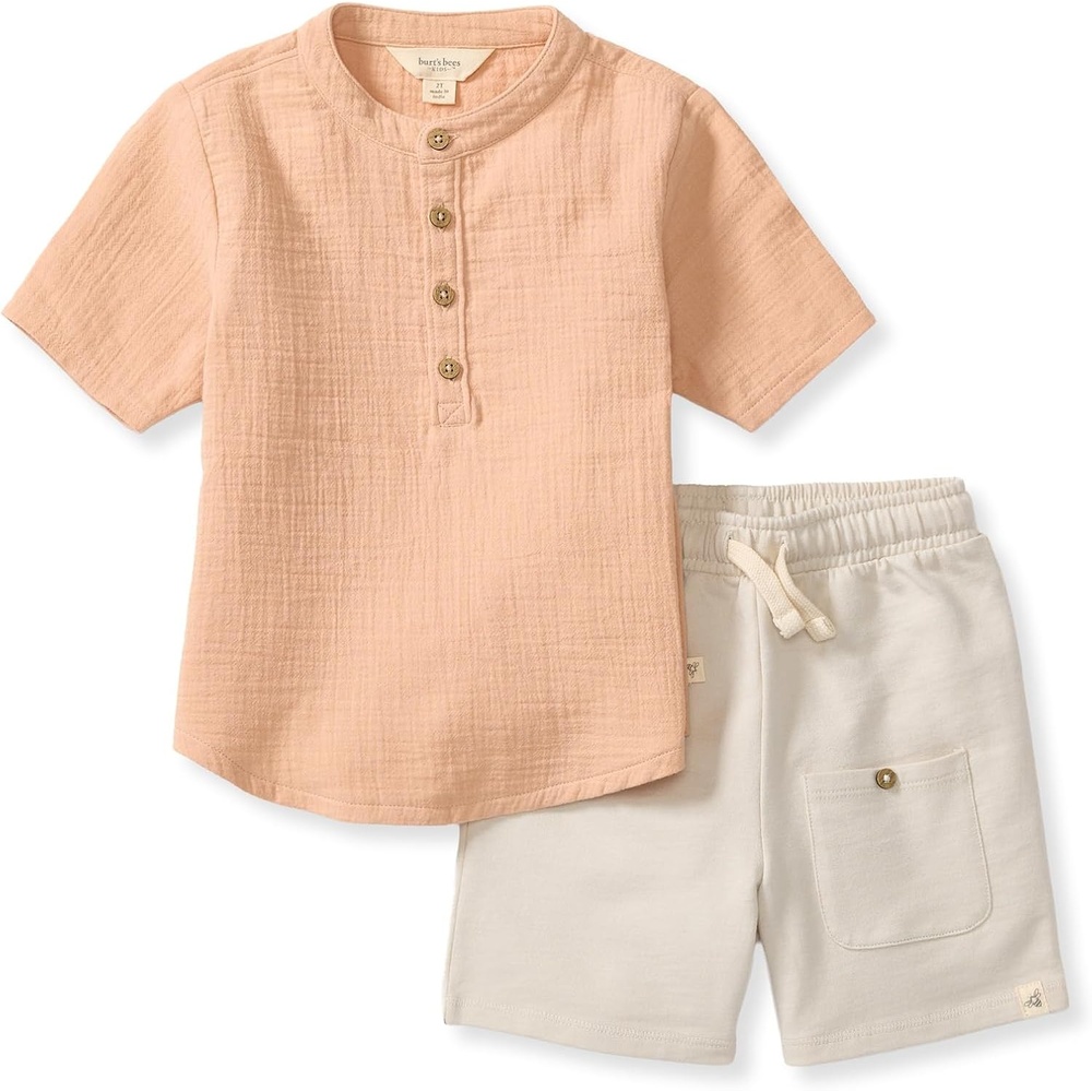 image:imageBurts Bees Baby babyboys Shirt and Pant Set Long Sleeve Top amp Bottom Outfit Bundle 100 Organic CottonMaple Sugar Muslin