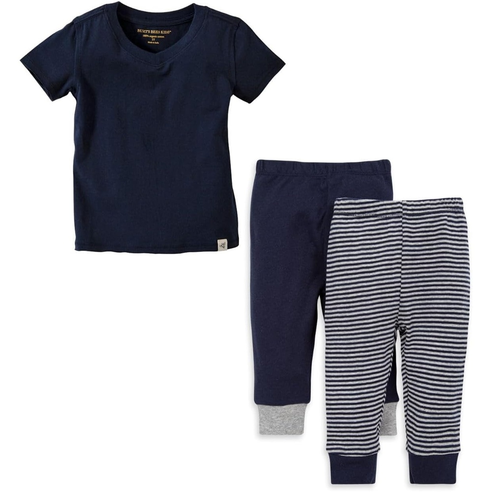 image:imageBurts Bees Baby babyboys Shirt and Pant Set Long Sleeve Top amp Bottom Outfit Bundle 100 Organic CottonNavy Top 2pk Pant Set